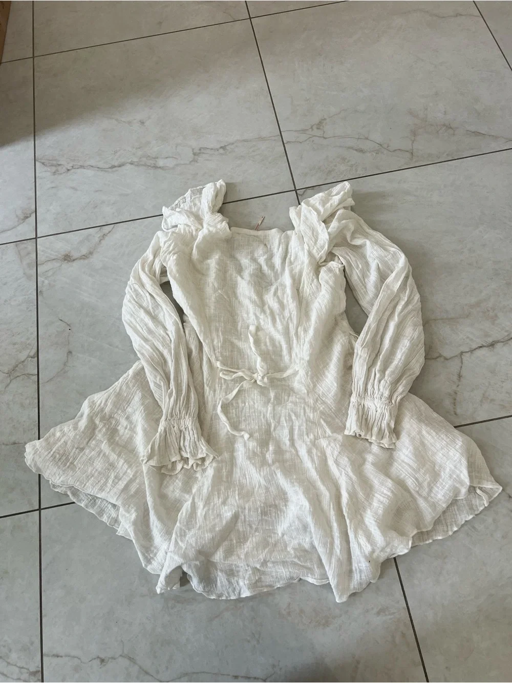 Free People White Lace Up Boho Mini Dress Size Small